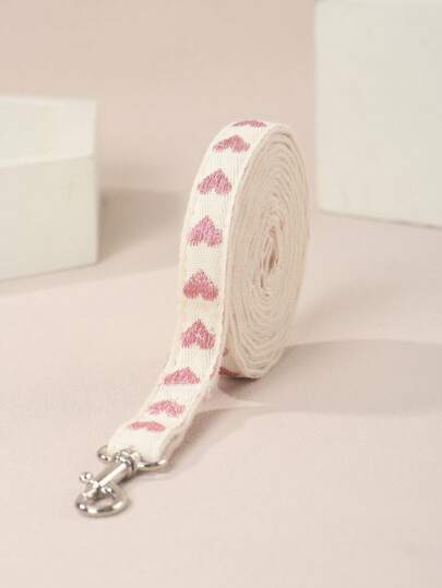 PETSIN Correa para mascotas con patrón de corazón con polvo plateado de brisa fresca de poliéster, adecuada para gatos y perros pequeños para usar al aire libre (no apta para perros grandes felices como Labradores Retrievers)