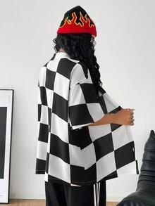 SHEIN Coolane Women's Street Style Cool Grid Patterned Shirt For Spring And Summer Mix-And-Match - Black and White - View 2