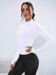 SHEIN Sovereign Charm 女款純色簡約日常長袖運動外套