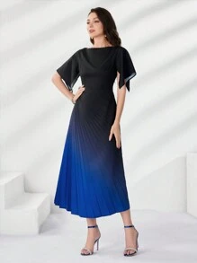 Modelyn 渐变色褶皱下摆连衣裙，适合夏季长款晚礼服 - 彩色 - 查看 6