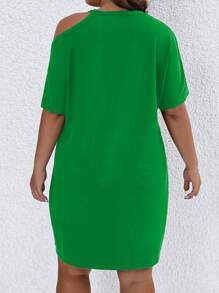 SHEIN LUNE 大尺碼夏季不對稱領字母印花休閒裙