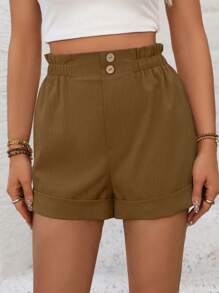 Breezaya Ladies' Solid Color Simple Daily Shorts - Brown - View 6
