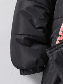 青少年男孩休闲拼色连帽棉服外套，冬季 - 彩色 - 查看 5