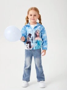 Young Girl Long Sleeve Cute Print Jacket For Daily Wear - Blue - View 6
