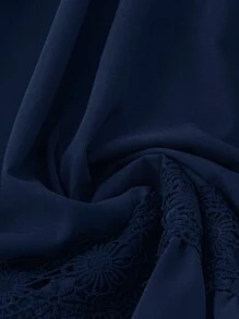 SHEIN Clasi Vestido veraniego casual en unicolor vintage con ribete de volantes para tallas grandes - Azul Marino - Ver 5