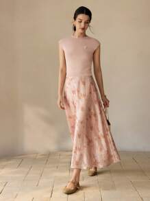 MOTF PREMIUM LEAF PRINT TEXTURED A LINE SKIRT
