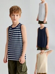 Conjunto de 4 piezas de tops de punto informales y holgados para niño preadolescente, tops básicos cómodos - Caqui - Ver 1
