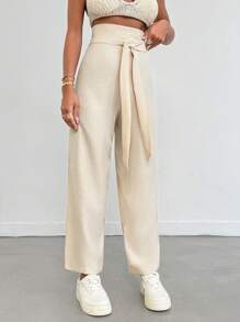 RueChic 女款純色彈性腰帶長褲