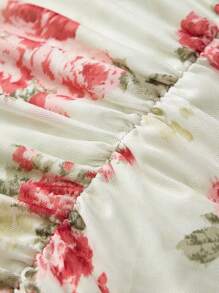 SHEIN MOD Women's Eleagnt Sleeveless Floral Printed Ruched Dress - Apricot - View 5