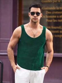 Manfinity VCAY Men's Loose Casual Knit Vest - Dark Green - View 7
