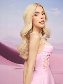 SHEIN X KeniaOs SHEIN ICON Váy dây xích chắp vá màu hồng dành cho nữ - Hồng - Xem 4