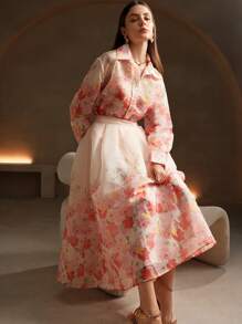 Anewsta Printed Beach Vacation Long Sleeve Floral Shirt - Multicolor - View 3