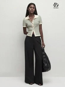 BizChic 女士帶領口紐扣條紋針織毛衣 - 彩色 - 查看 1