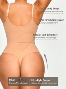 SHEIN Shape Seamless Shapewear Bodysuit, Body Shaper, Tummy Waist Control Bust & Butt Lifter With Adjustable Straps