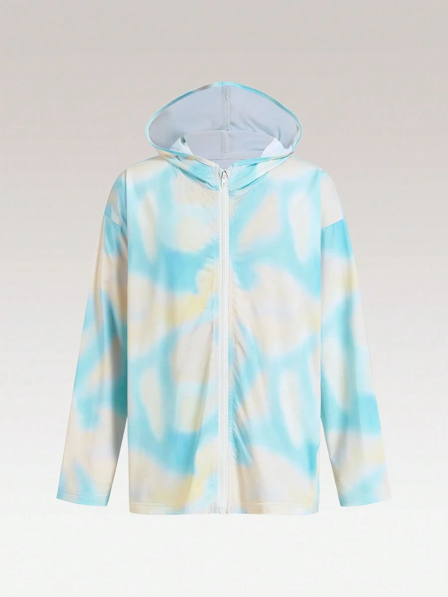 SHEIN Tween Girls' Fashionable Cool-Feeling Sunscreen Clothes - Blue - View 1