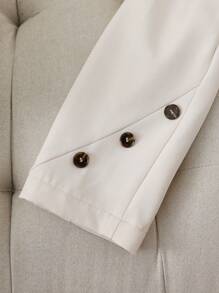 SHEIN Unity Ladies' Plain And Simple Daily Long Sleeve Suit Jacket Fall Cloth For Women - Apricot - View 5