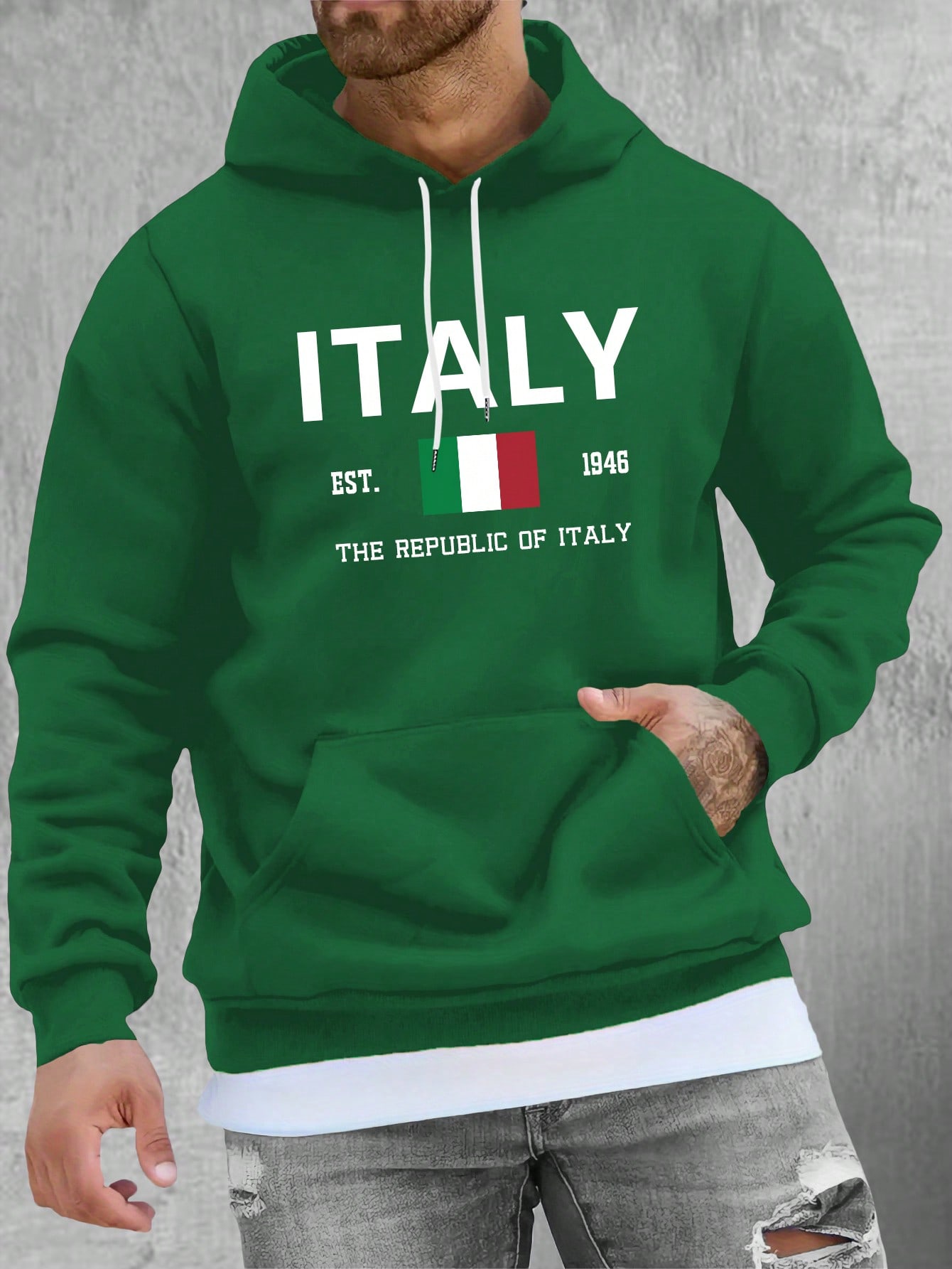 Manfinity Dauomo Men's Casual Fleece Hoodie With Drawstring And Letter Print For Autumn And Winter