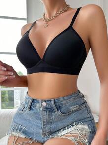Wedaily 3pcs Small Size Solid Color Simple Wireless Bra - Multicolor - View 3