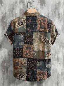 Manfinity RSRT Men's Summer Floral Printed Casual Short Sleeve Shirt