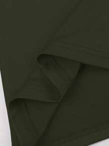 INAWLY Solva Women's Summer Solid Color Round Neck Short Sleeve Cropped Casual T-Shirt Fall Cloth For Women - Army Green - View 4