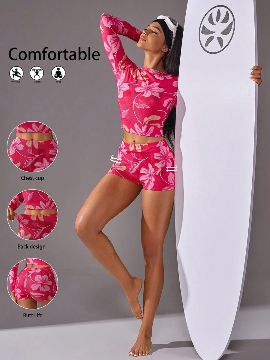 VARSITIE Sports Summer Surfing Basic Prints With SUMMER SHORTS - Pink - View 1