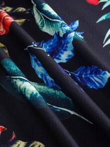 SHEIN LUNE Áo khoác bóng chày dài tay in hình cây nhiệt đới mùa xuân và mùa thu dành cho nữ - màu đen - Xem 7