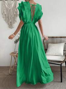 Breezaya Vestido diario elegante y sencillo de escote pronunciado para mujer