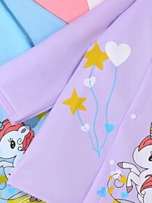 Children's Cute Unicorn Printed Waterproof Raincoat For Outdoor Activities, School And Hiking