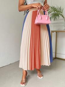 Chiquease Women's Color Block Pleated Skirt - Multicolor - View 5