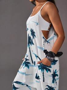 Menodora SHEIN Sport Sports Summer Outdoor Basic Prints&Pockets With JUMPSUIT - Blue - View 6