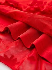 SHEIN MOD Black Date Night Romantic Floral Print Tie Front Cami Dress