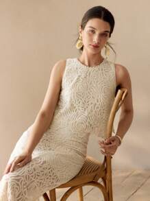 MOTF PREMIUM ÁO BA LỒNG THÊU LƯỚI CẮT LƯNG KẾT HỢP NGỌC TRAI CHO NỮ - Màu be - Xem 4