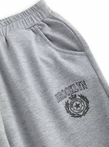 SHEIN Conjunto de 2 piezas: Sudadera holgada de manga larga impresa y Pantalones deportivos casuales con puños elásticos para correr, hip-hop, danza y otros deportes de niña con estilo y versatilidad para primavera y otoño