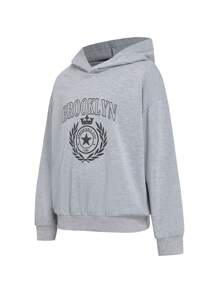 SHEIN Conjunto de 2 piezas: Sudadera holgada de manga larga impresa y Pantalones deportivos casuales con puños elásticos para correr, hip-hop, danza y otros deportes de niña con estilo y versatilidad para primavera y otoño