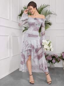 Modelyn Women's Ruffle Hem Asymmetrical Hemline Skirt - Multicolor - View 3