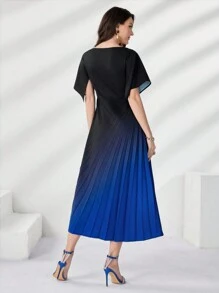 Modelyn 渐变色褶皱下摆连衣裙，适合夏季长款晚礼服 - 彩色 - 查看 2