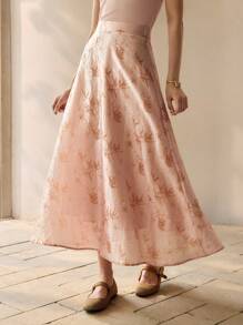 MOTF PREMIUM LEAF PRINT TEXTURED A LINE SKIRT