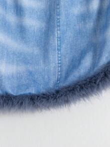 Conjunto de falda de plumas asimétrica y top de rayas de manga larga de 2 piezas para niñas (grandes), ideal para viajes diarios/elegantes/todo terreno. - Multicolor - Ver 6