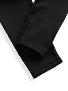 Young Boys Training Running Cycling Sports Tight Compression Pants, Breathable Stretchy & Moisture-Wicking, Navy Blue - Dusty Blue - View 4