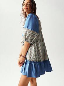 Bohemela Vestido de vacaciones de diseño de parche con rayas para mujer