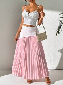 SHEIN LUNE Falda plisada de dos tonos para el verano