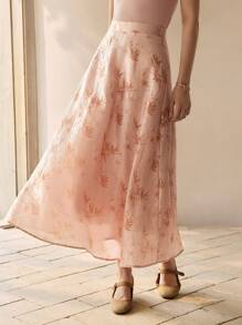 MOTF PREMIUM LEAF PRINT TEXTURED A LINE SKIRT