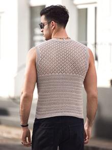 GENTILAND 男裝針織寬鬆休閒背心 - 杏色 - 查看 2