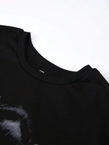 Manfinity Dauomo Men's Spring And Autumn Loose Fit Casual Round Neck Long Sleeve Sweatshirt With Animal Prints - Black - View 6