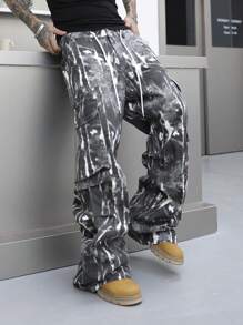 Manfinity EMRG Men's Tie-Dye Printed Workwear Style Pocketed Casual Jeans - Multicolor - View 5