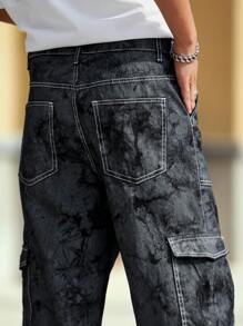 Manfinity EMRG Męskie proste dżinsy robocze typu tie-dye