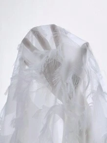 Maweii Plus Size Women's Short Sleeve Simple Daily Dress With Frayed Edges Embellishments - White - View 7