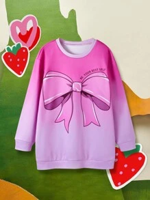 SHEIN Váy áo dài tay in chữ ombre dễ thương và đa năng dành cho nữ - Hồng - Xem 2