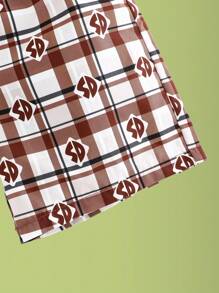 SCOOBY-DOO X SHEIN Young Boy Casual Cartoon Printed Brown Short Sleeve T-Shirt And Plaid Shorts, Summer - Brown - View 11