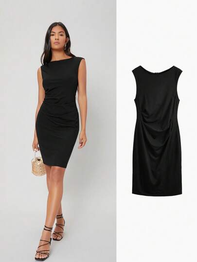 فستان ضيق مجمع قماش فسكوزي